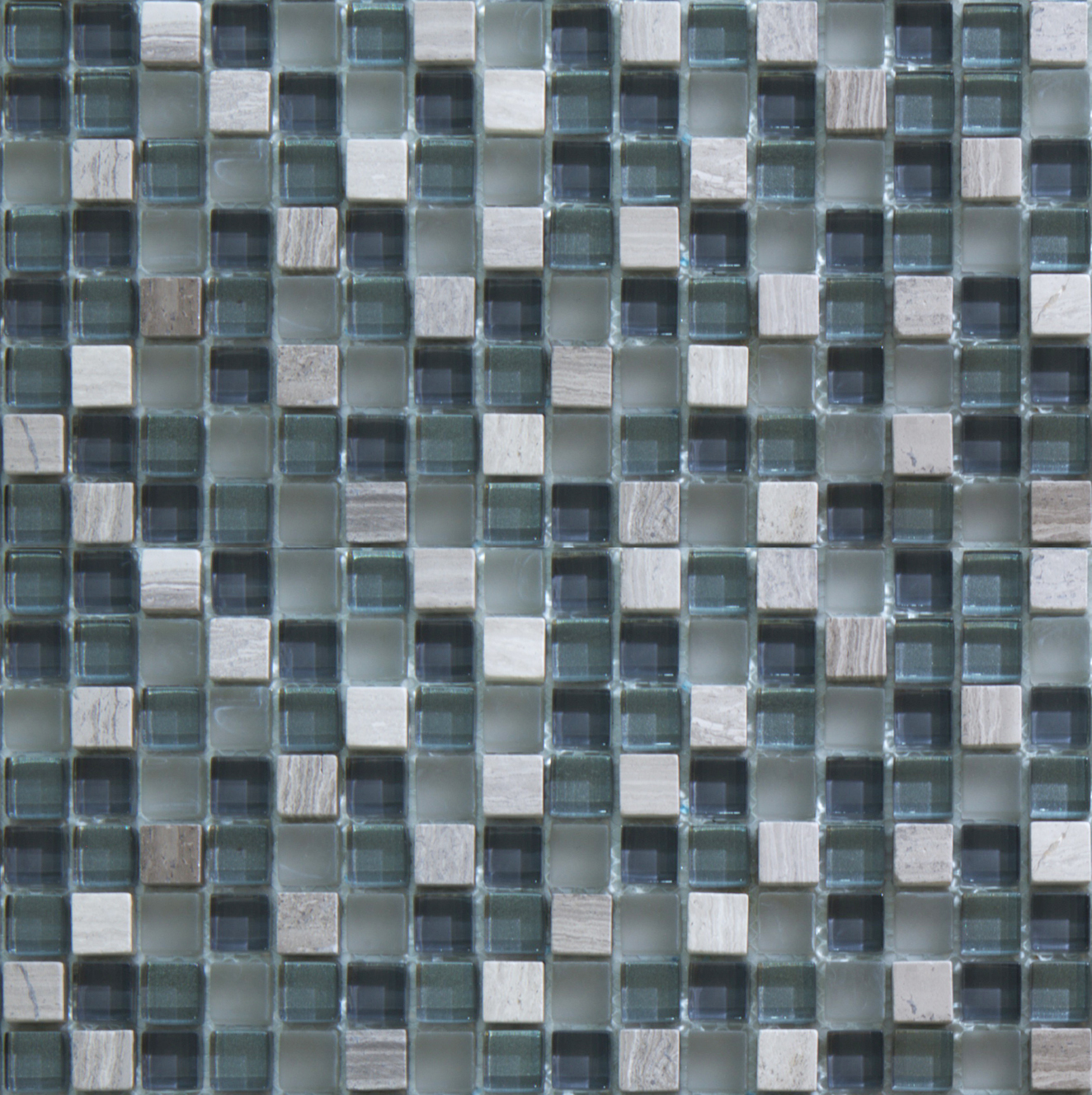 Mosaico Vetro e Pietra Bianco Grigio e Nero