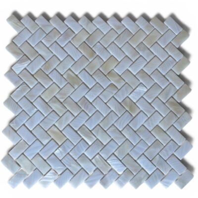 Mosaico in madreperla “Pearl Weave” su rete effetto lusso
