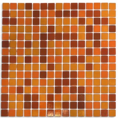 Mosaico su rete in vetro arancione